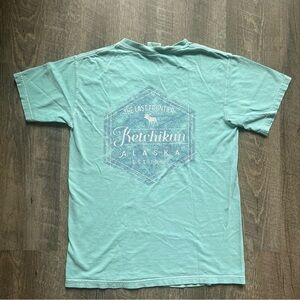 Comfort colors teal green Ketchikan Alaska graphic tee shirt size small